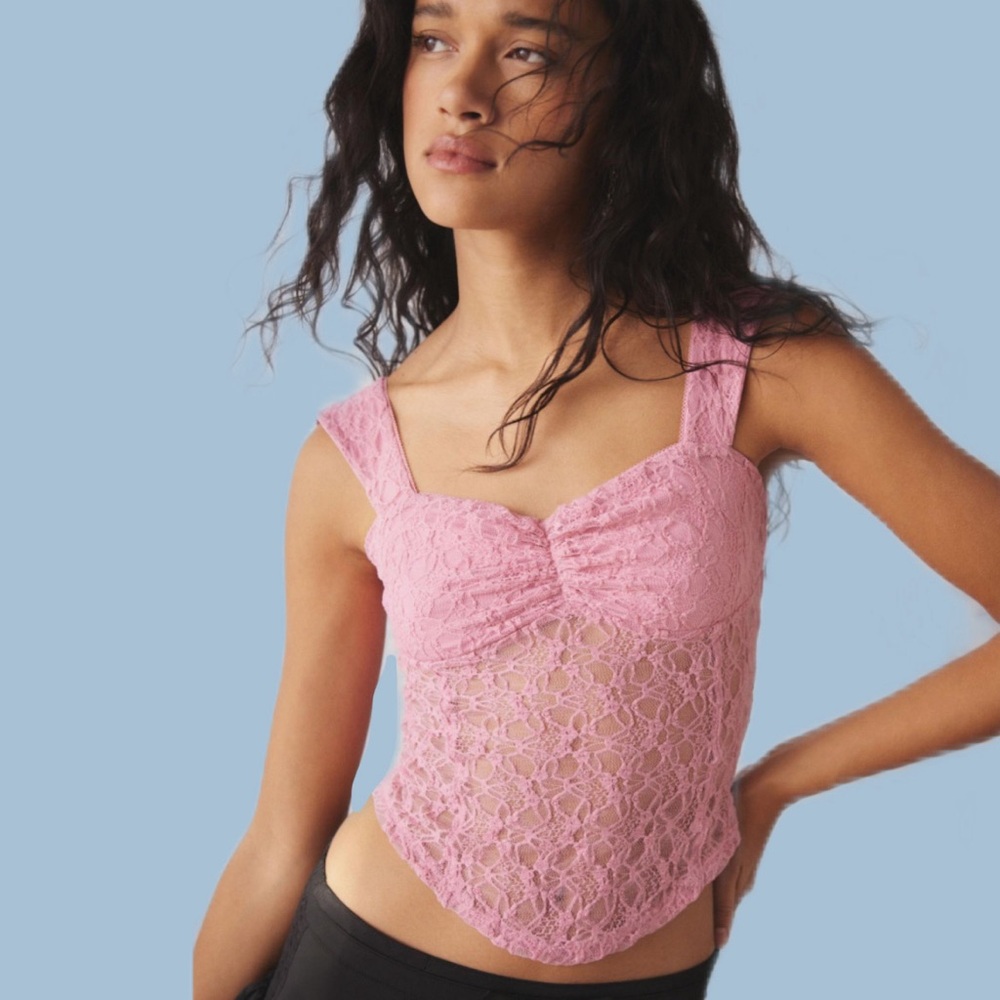 NWT Pink Stacia Urban Outfitters Tank Top Cami Corset Floral Lace Kimchi Blue
